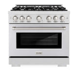 ZLINE 36" Select Dual Fuel Range Gas Cooktop Electric Convection Oven DuraSnow® Stainless Steel HDRS-36