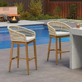 PURPLE LEAF Outdoor Bar Stools Counter Stools Rattan Bar Stools Chair with Backrest for Indoor or Outdoor, Kitchen lsland