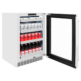 ZLINE 24" Touchstone 151 Can Beverage Fridge White Matte Glass Door RBSO-WM-24