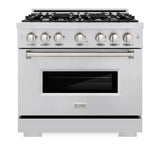 ZLINE 36" Dual Fuel Range, Gas Cooktop, Electric Convection Oven Stainless Steel, CDR36