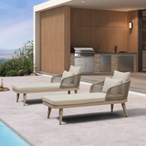 PURPLE LEAF Outdoor Chaise Lounge Thick Cushion, Aluminum Frame Patio Lounge Chair with Pillow & Lumbar Support, Wicker Armrests Sun Lounger for Poolside, Backyard, All-Weather Use