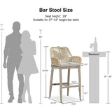 PURPLE LEAF Modern Bar Stools Aluminum Bar Stool with Cushion for Indoor and Outdoor, Kitchen Island