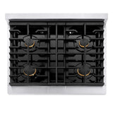 ZLINE 30"Paramount Dual Fuel Range DuraSnow® White Matte, Matte Black SDRSZ-WM-30-MB