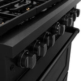 ZLINE 36 in.Gas Range, Convection Gas Oven, Brass Burner, Black Stainless Steel, SGRB-BR-36