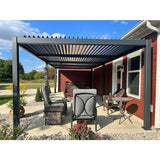 PURPLE LEAF Caesar Outdoor Louvered Pergola Patio Sun Shade Shelter with Adjustable Hardtop Patio Pergola Gray Frame White Roof