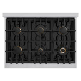 ZLINE 36" Dual Fuel Range, Gas Cooktop, Electric Convection Oven Stainless Steel, Matte Black CDRZ-36-MB