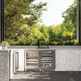 ZLINE 24" Touchstone 151 Can Beverage Fridge DuraSnow® Stainless Steel Glass Door And Champagne Bronze Handle RBSOZ-SN-24-CB