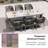 PURPLE LEAF Patio Dining Set with Sunbrella Fabric Cushions and Aluminum Table All-Weather Wicker Patio Table Set for Deck