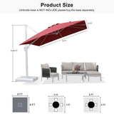 PURPLE LEAF Morden White Outdoor Umbrella Premium Aluminum Patio Cantilever Pool Sun Umbrellas