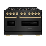 ZLINE 48" Dual Fuel Range, Gas Cooktop, Electric Convection Oven Black Stainless Steel, Champagne Bronze CDRBZ-48-CB