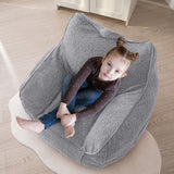 MAXYOYO Kids Bean Bag Chair, Sherpa Bean Bag Couch with Decorative Edges for children's room (Grey)