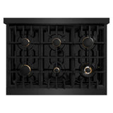 ZLINE 36" Dual Fuel Range, Gas Cooktop, Electric Convection Oven Black Stainless Steel, Champagne Bronze CDRBZ-36-CB