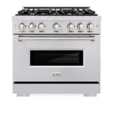 ZLINE 36" Dual Fuel Range, Gas Cooktop, Electric Convection Oven Stainless Steel, CDR-BR-36