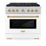 ZLINE 36"Gas Range, Convection Oven White, Gold, SGRZ-WM-36-G