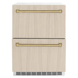 ZLINE 24" Touchstone 168 Can Outdoor-Rated Dual Refrigerator Drawer, Panel Ready Champagne Bronze, RDSPOZ-24-CB