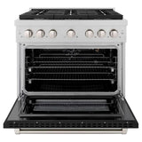 ZLINE 36"Gas Range, Convection Gas Oven, DuraSnow® Black Matte, SGRS-BLM-36