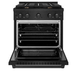 ZLINE 30 in.Gas Range, Convection Gas Oven, Brass Burner, Black Stainless Steel, SGRB-BR-30