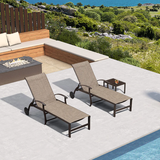 PURPLE LEAF Outdoor Chaise Lounge Patio Pool Lounger Aluminum Chairs with Side Table Adjustable Tanning Recliner for Outside Yard Deck Lawn Garden Beach