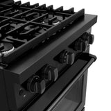 ZLINE 30 in.Gas Range, Convection Gas Oven, Black Stainless Steel, SGRB-30