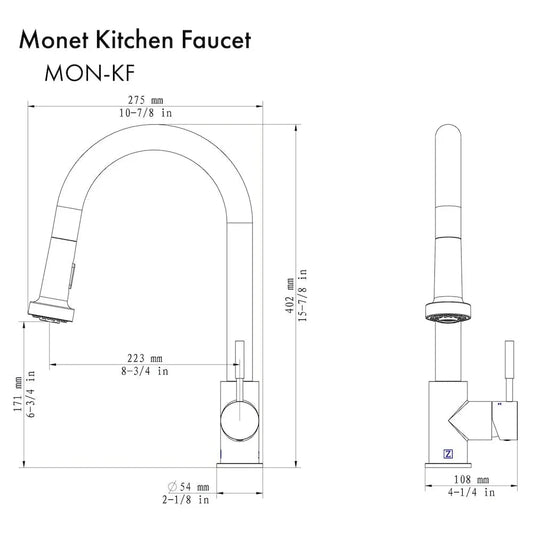 ZLINE Monet Kitchen Faucet, MON-KF-PG