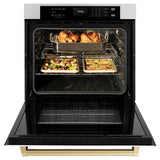 ZLINE 30" Autograph Edition Professional True Convection Single Wall Oven, Air Fry, Self Clean, White Matte, Champagne Bronze WASZ-WM-30-CB
