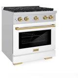 ZLINE 30"Paramount Dual Fuel Range White Matte Champagne Bronze SDRZ-WM-30-CB