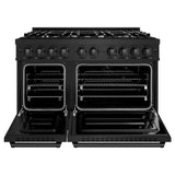 ZLINE 48" Classic Gas Range, Convection Gas Oven Black Stainless Steel, CGRB-48
