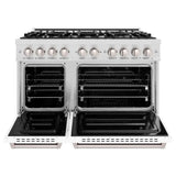 ZLINE 48" Dual Fuel Range, Gas Cooktop, Electric Convection Oven DuraSnow® Stainless Steel, White Matte Door CDRS-WM-48