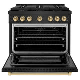 ZLINE 36"Gas Range, Convection Gas Oven, Black, Gold,SGRBZ-36-G