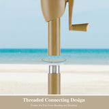 PATIO TREE Patio Umbrella Manual Tilt With Natural Wood Grain Frame (Sunbrella® Heather Beige)