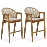 PURPLE LEAF Outdoor Bar Stools Set of 2 – Counter Stools Bar Stools with Aluminum Frame & Backrest for Patio, Kitchen Island & Bistro Stools