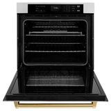 ZLINE 30" Autograph Edition Professional True Convection Single Wall Oven, Air Fry, Self Clean, Stainless Steel, Gold WASZ-30-G
