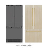 ZLINE 36" Panel Ready Built-In Bottom Freezer Refrigerator,Water Dispenser, Ice Maker,Graphite Gray, Gold GRBIVZ-36-G