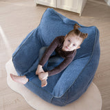 MAXYOYO Kids Bean Bag Chair, Sherpa Bean Bag Couch with Decorative Edges for children's room (Blue)