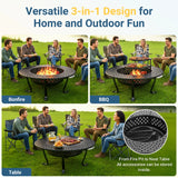 43'' Fire Pit with 2 Grills, Outdoor Wood Burning Fireplace