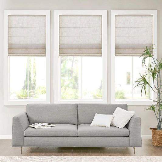 Linen Blend Light Filtering Cordless Roman Shade, Natural