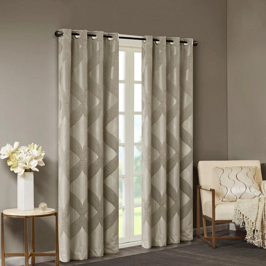 Ogee (Max Blackout) Window Curtain, Taupe