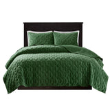 Velvet 3-Piece Quilt Set, Green