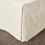 3 Piece Split Corner Pleated Quilted Bedspread, Cream