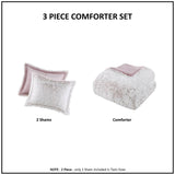 Wholesale Shaggy Faux Solid Fur Comforter Mini Set, Pink/White