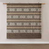 Wholesale 5 Piece Geometric Stripe Herringbone Comforter Set, Brown