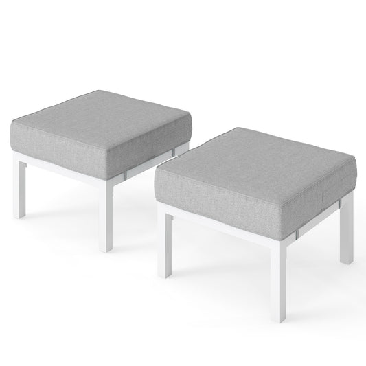 Outdoor Footstools Patio Ottoman Set of 2, Aluminum All-Weat