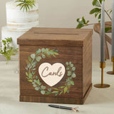 Rustic Brown Wood Wedding Card Box