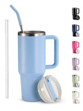 Kook 40 oz Stainless Steel Tumbler, Straw & Handle