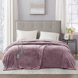 Heated Microlight Plush Electric Bedding Blanket, Lavender