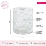 10 oz Textured Beaded Clear Drinking Glasses Set of 6
