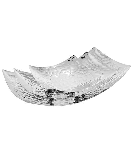 Bubble Hammered Shiny Curve Serving Tray 3 Pc Set