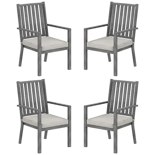 Patio Dining Chair Set of 4, Aluminum Outdoor Dining Chairs