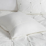 Pinched Embroidered 3-Piece Comforter/Duvet Cover Set, White