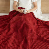 Wholesale Classic Waffle Knit 50x60" Chenille Throw, Red